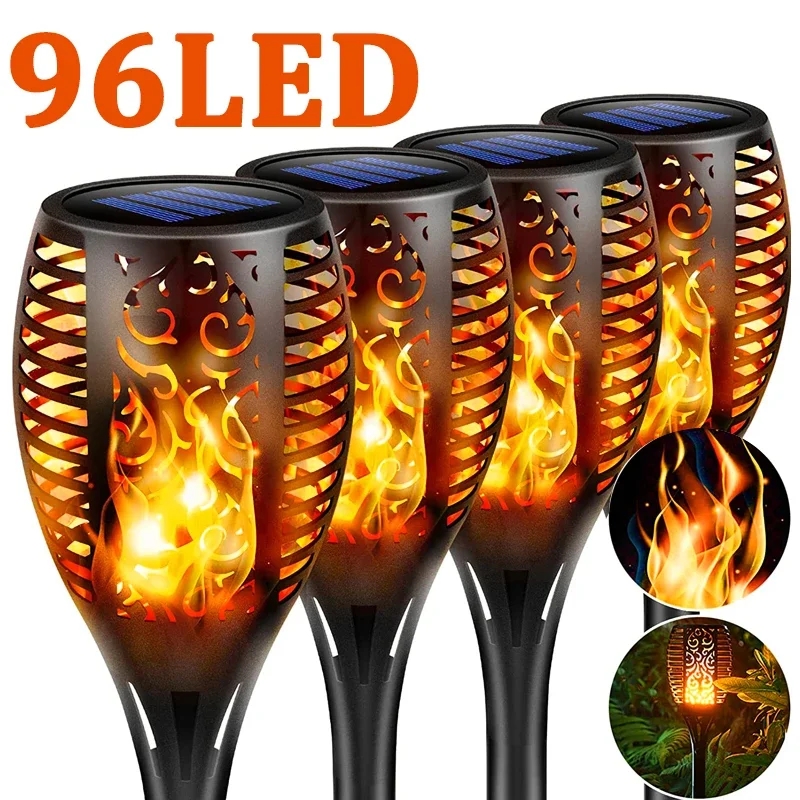 Fire Torch Solar - 96-LED-Solar-Taschenlampe für den Außenbereich, wasserdicht, für