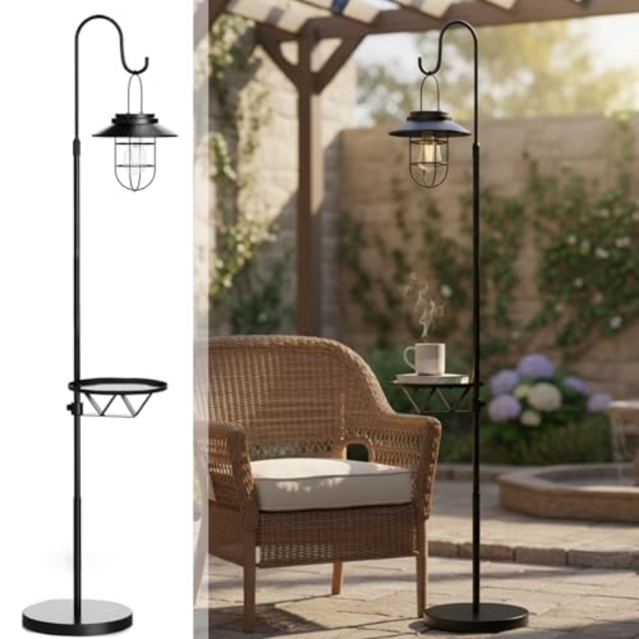 Outdoor Lighting Hooks - Solar-Stehlampe mit Tisch, 60 Zoll Outdoor-Shepherd-Hook