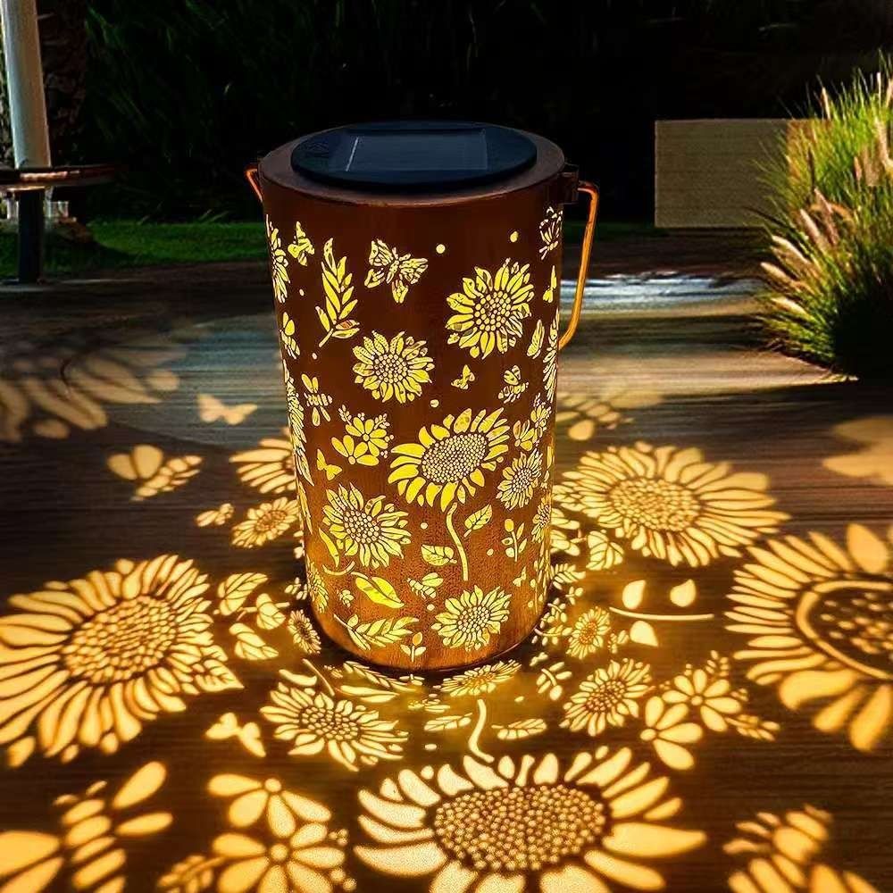 Outdoor Lighting Lanterns - Sonnenblumenlicht und Schattenlicht, wasserdichte Außenleuchte, solarbetrieben,