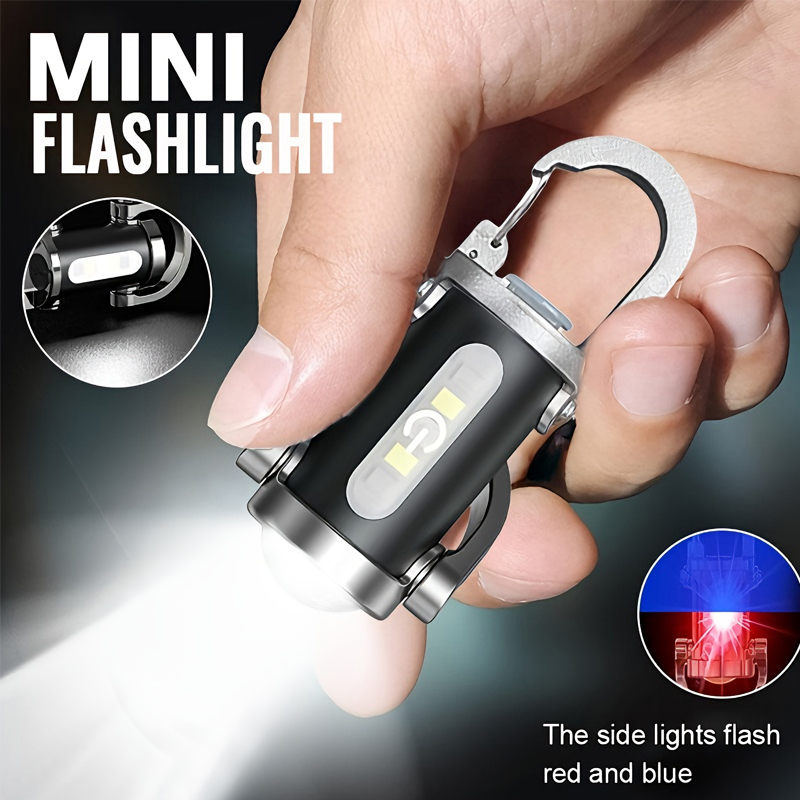Outdoor Lighting Hooks - Mini-Schlüsselanhänger-Taschenlampe, wiederaufladbar, Taschen-COB-Arbeitslicht, Outdoor-Haken, Notfall-Warnlicht für