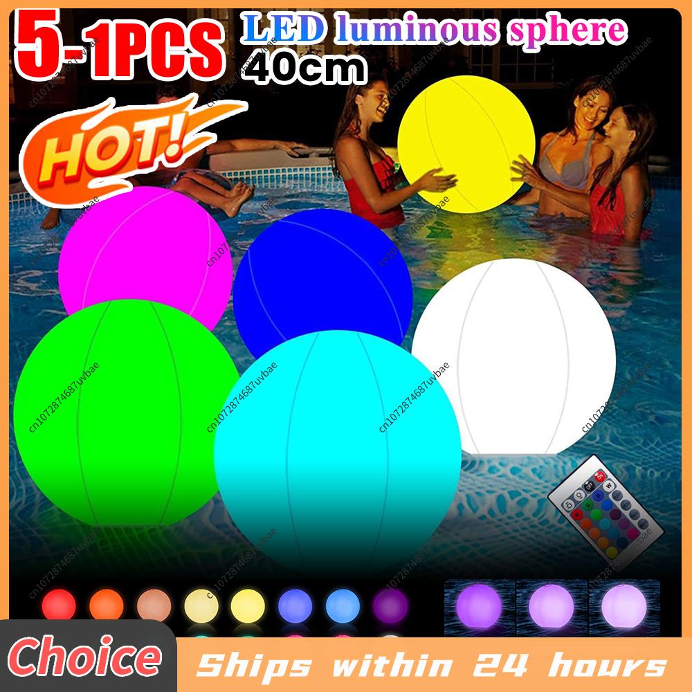 Outdoor Lighting Around Pool - Aufblasbarer Pool-LED-Ballon mit Fernbedienung, Leuchtender Springball,