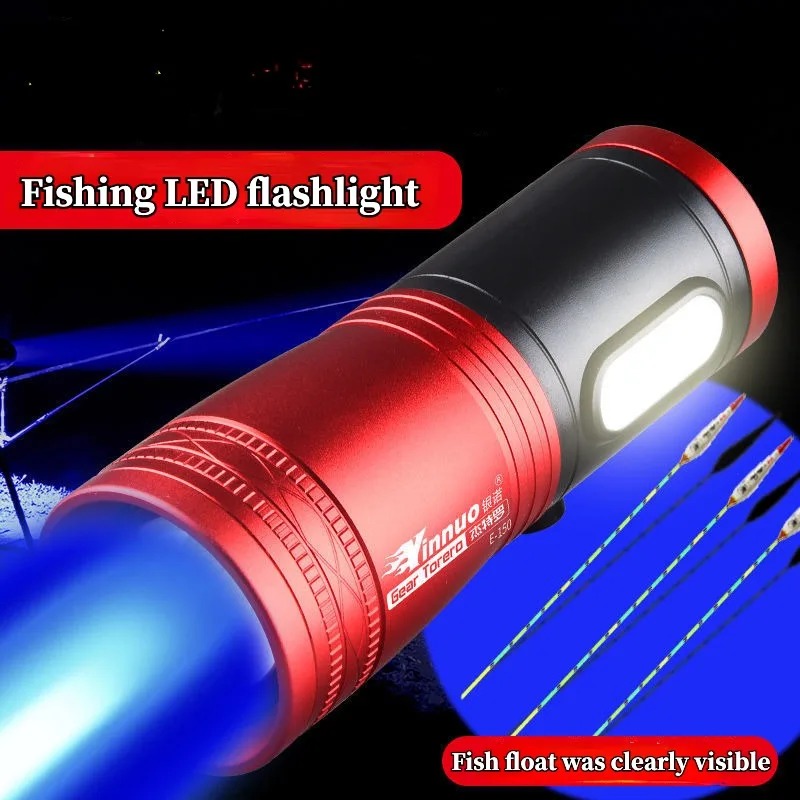 Outdoor Lighting Lanterns - Tragbare Angellaterne, wiederaufladbar, 4 Lichtquellen, Angel-LED-Taschenlampe,