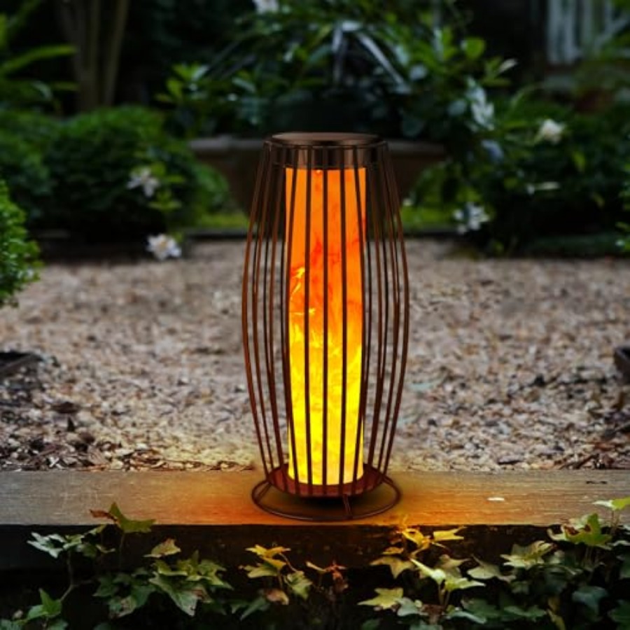 Outdoor Lighting Lanterns - Solar-Bodenlampe für den Außenbereich, flackernde Flamme,