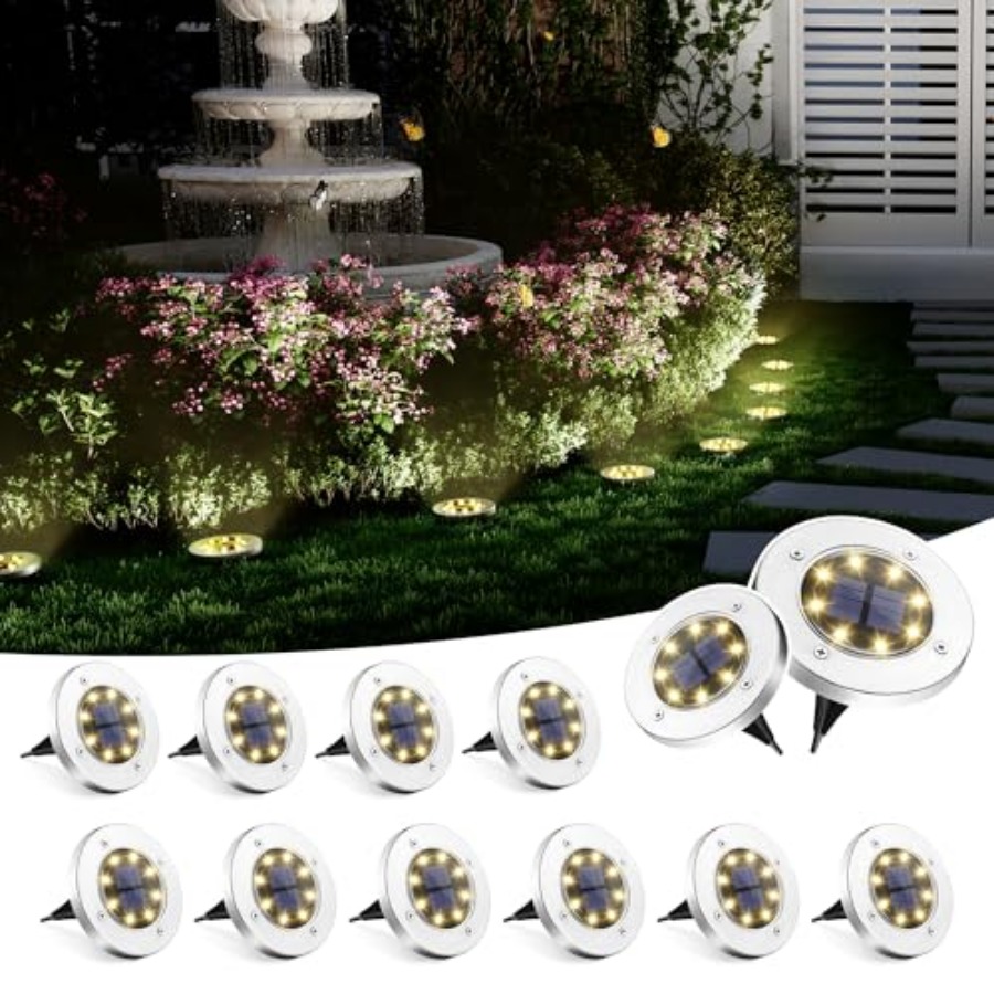 Outdoor Lighting For Garden - Solar-Bodenleuchten, Solar-Außenleuchten, Wasserdicht, 8 LED, Solarbetriebene