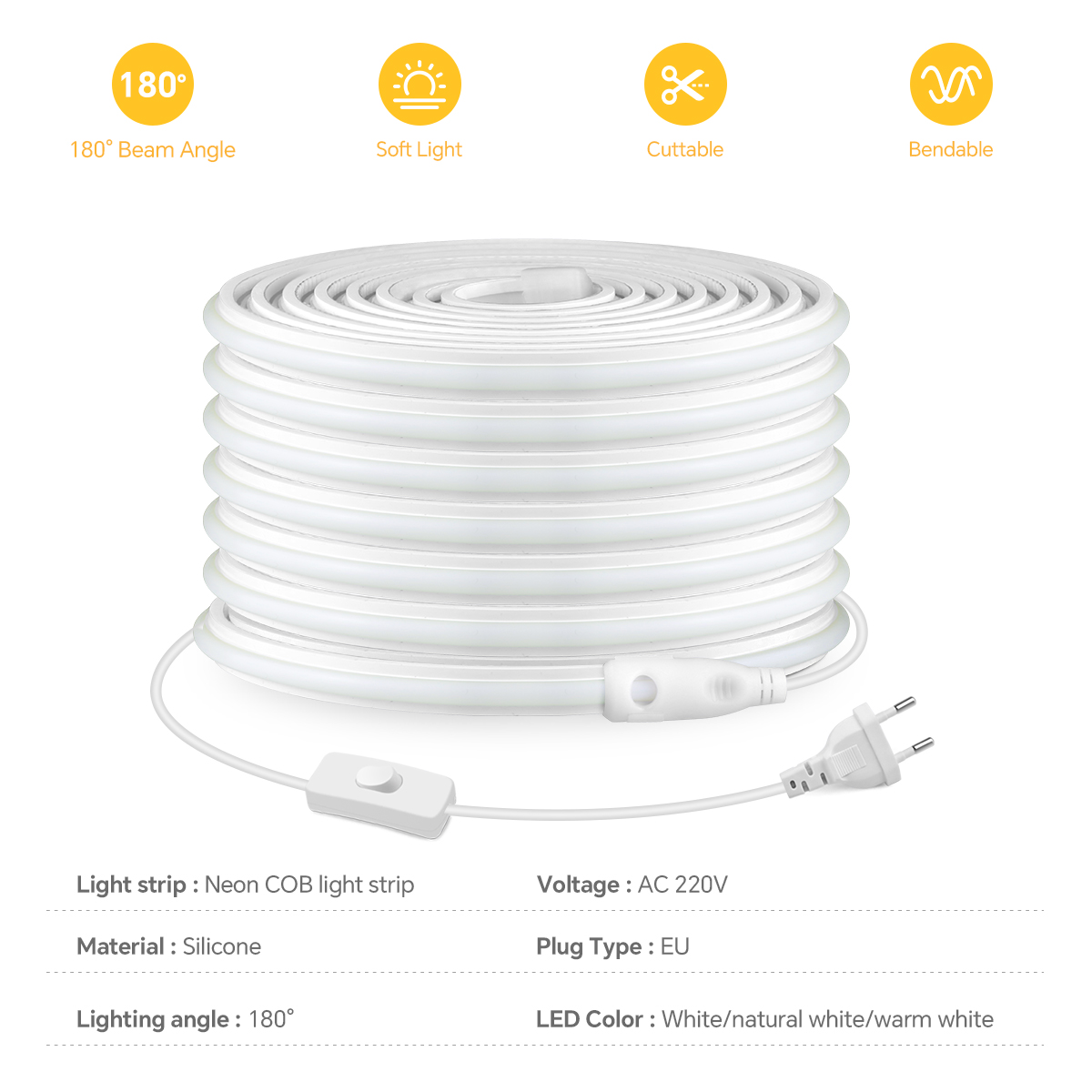 220V COB Led Streifen Hohe Dic – Outdoor Lighting Socket Bewertung und Preis