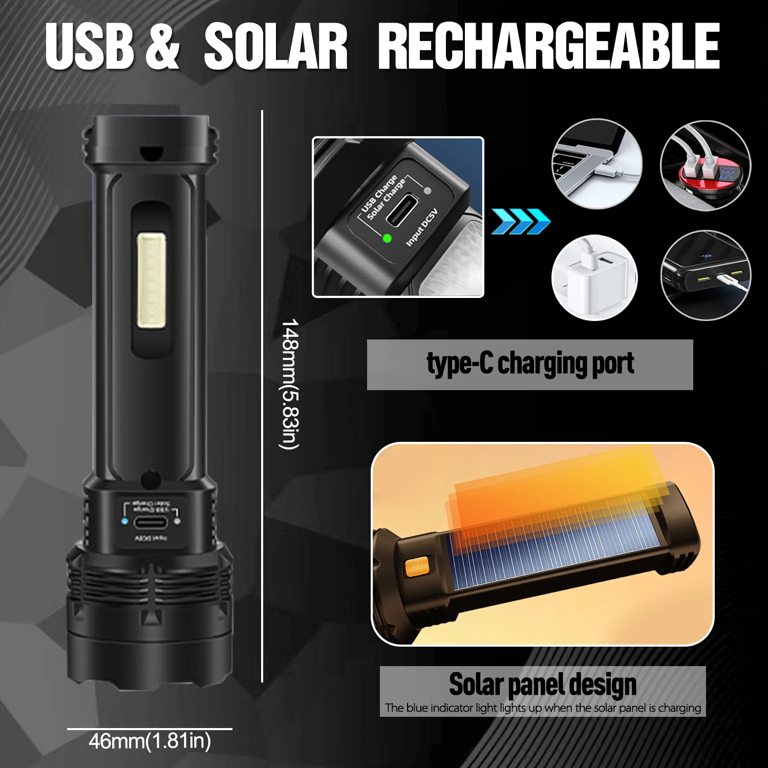 Solarbetriebene Taschenlampe,  – Fire Torch Solar Bewertung und Preis