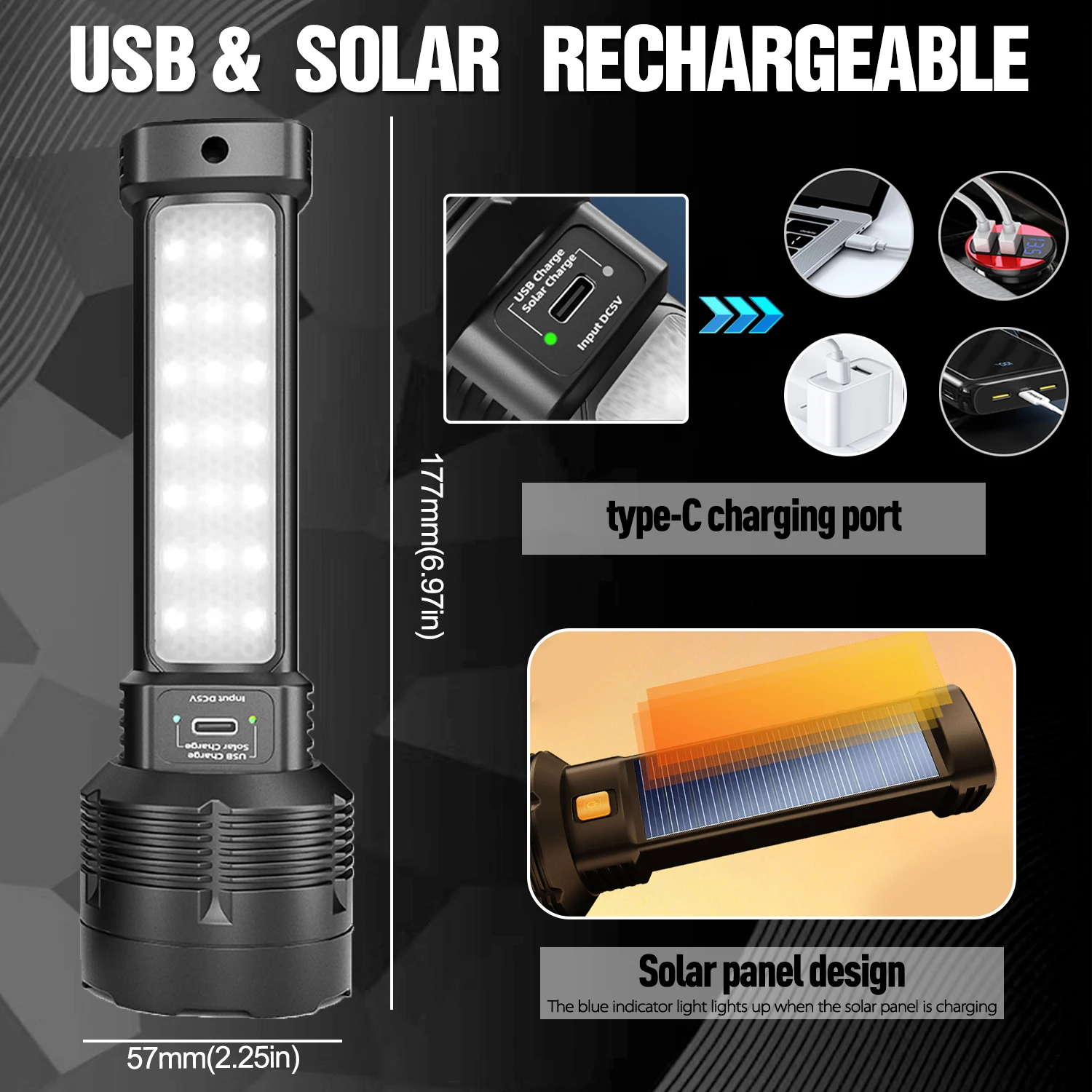 Solarbetriebene Taschenlampe,  – Fire Torch Solar Bewertung und Preis