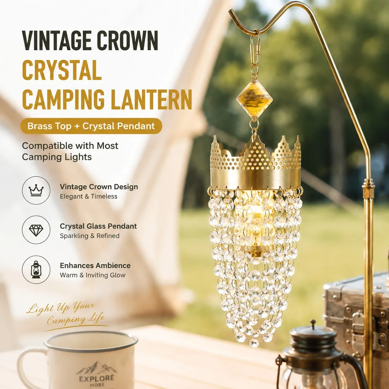 Vintage Kronen-Kristall-Campin – Outdoor Lighting Brass Bewertung und Preis