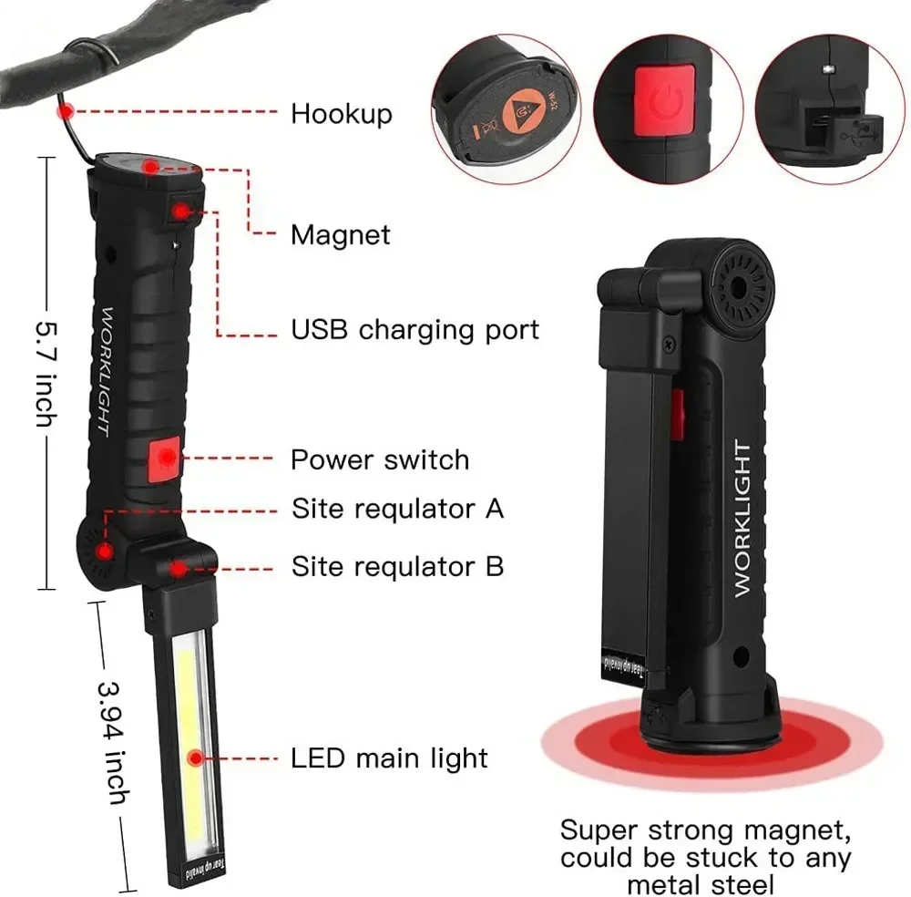 LED COB Taschenlampe USB wiede – Outdoor Lighting Hooks Bewertung und Preis